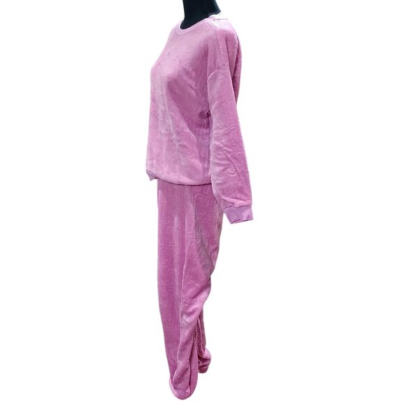 Juicy Couture Pink Fleece Sleepwear Set Size Medium Top & Bottom Pajamas - Picture 4 of 12